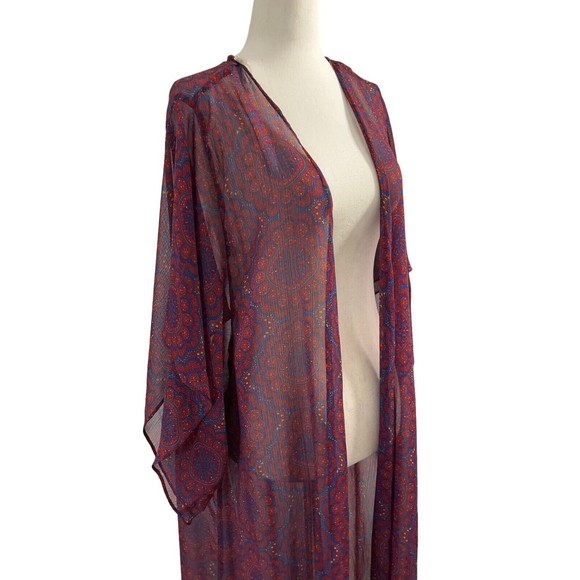 Band of Gypsies Women Size Small Medium Cover Up Bohemian Maroon Sheer 7-364P - Picture 2 of 5